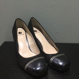 Jessica Black Heels with Silver Accents